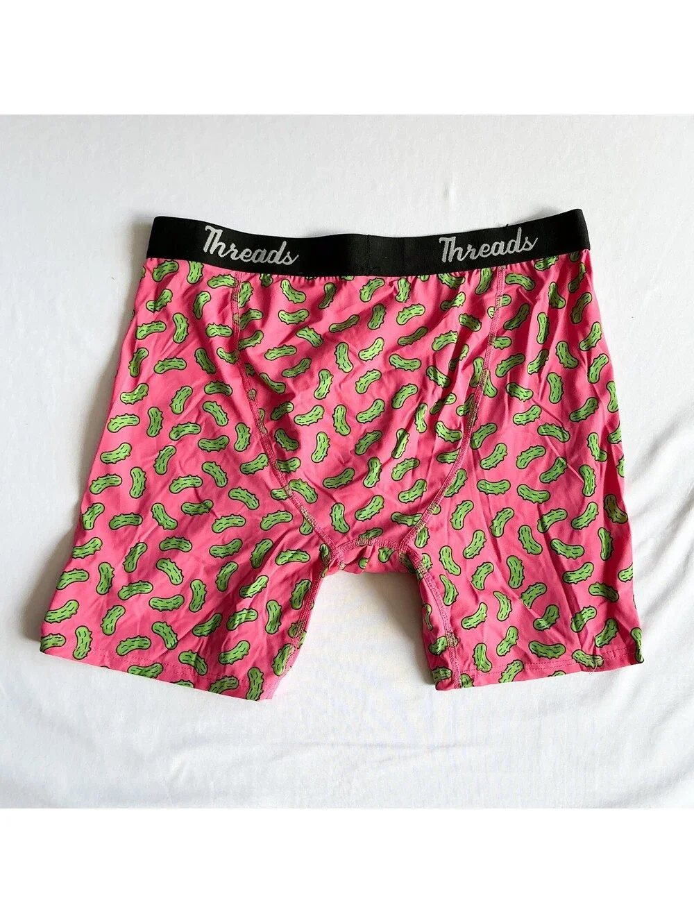 Threads Pink Boxer Briefs with Green Pickle Cartoon Fun Print Mens Size XXL